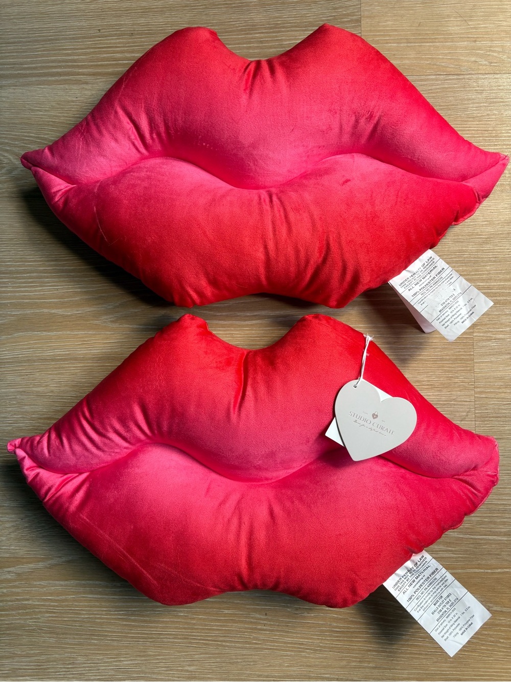 Lip-Shaped Throw Pillow - Red Plush Accent